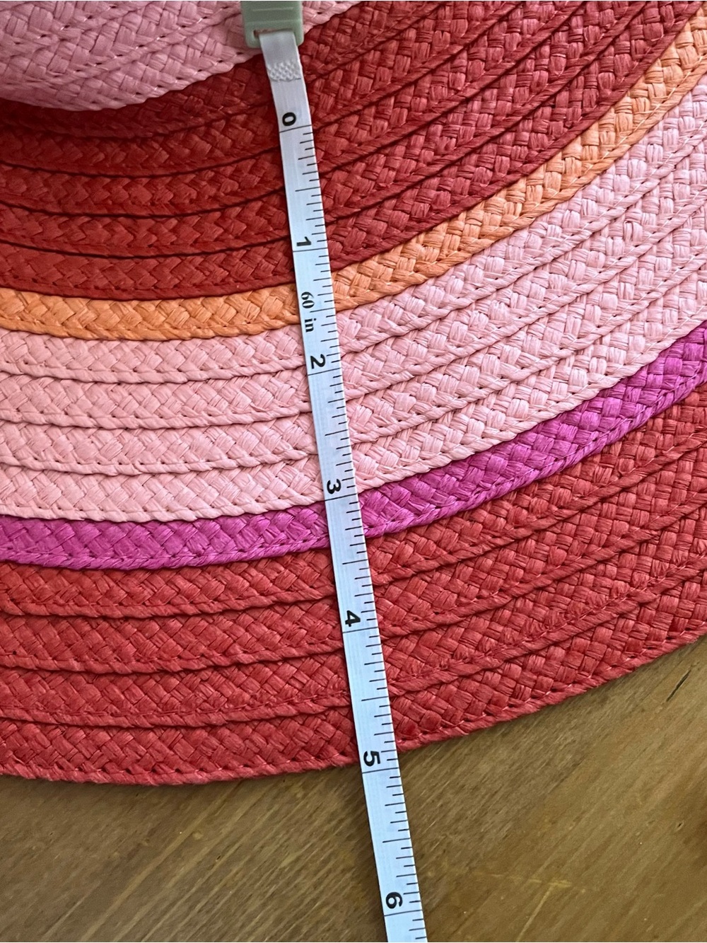 Women’s Wide Brim Sun Hat - Pink & Coral Stripe - Picture 6 of 7